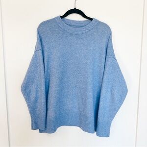 Aerie Unreal Pullover Light Baby Blue Cozy Crewneck Sweater Oversized Women's M